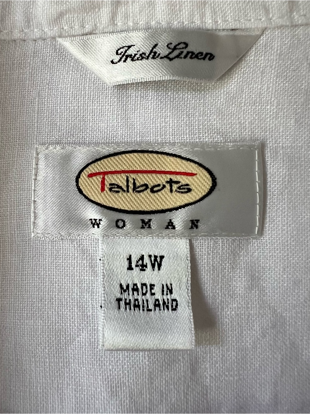 Vintage Talbots Irish Linen Button-Up Shirt 3/4 Sleeves White Size 14W - Picture 7 of 8